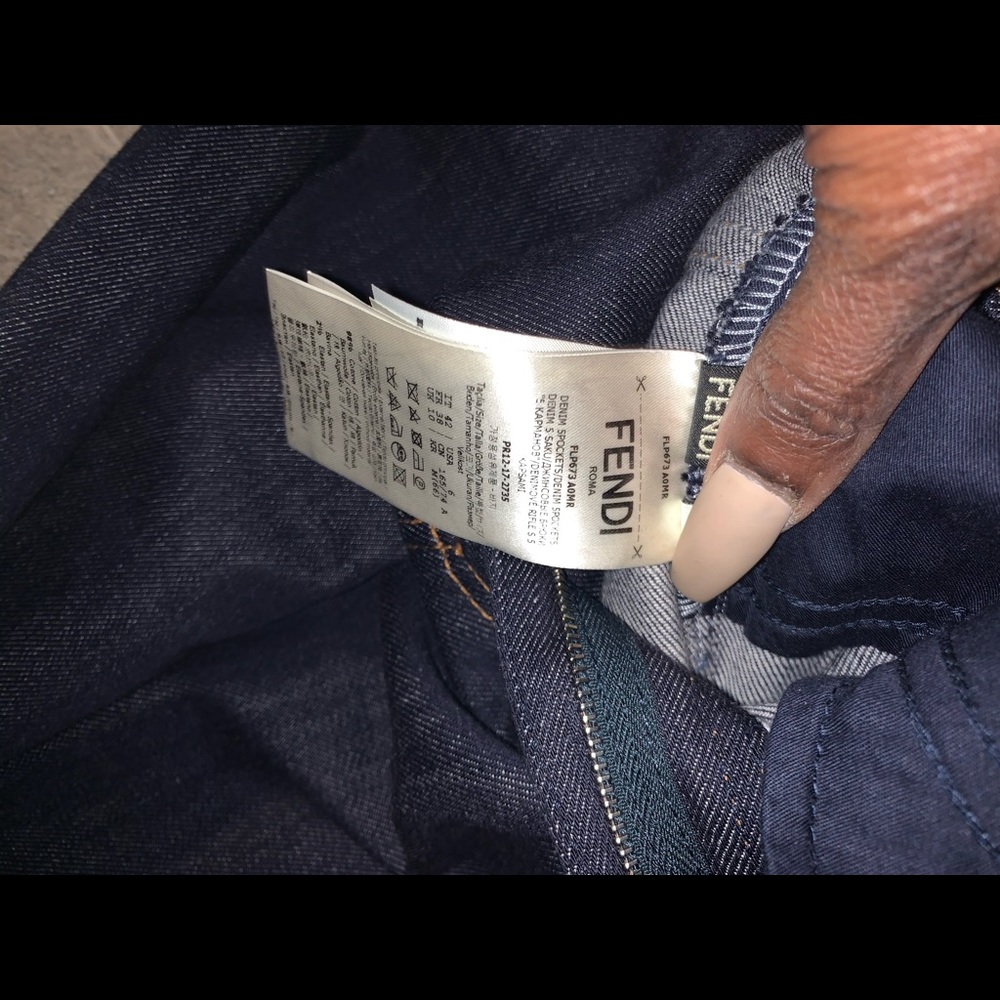 Fendi logo dark indigo jeans with brown stitching - Picture 8 of 12